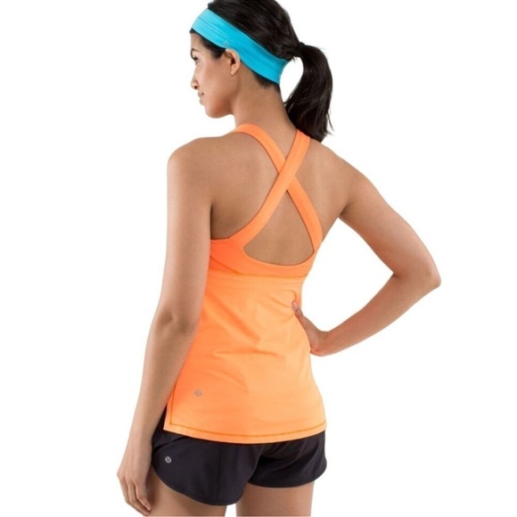Lululemon Track And Train Tank Top Side Slits Pizzaz Orange Size 8 Medium Women - Picture 1 of 11